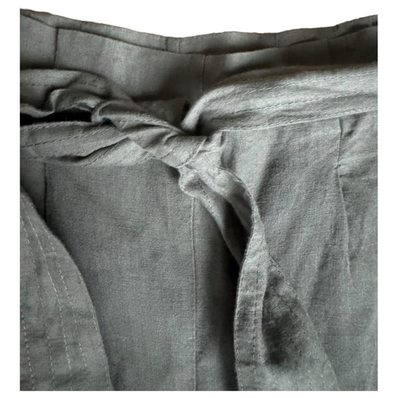 Zara Linen Tie Front Wide Leg Crop Pants Green Size XS - Picture 4 of 8